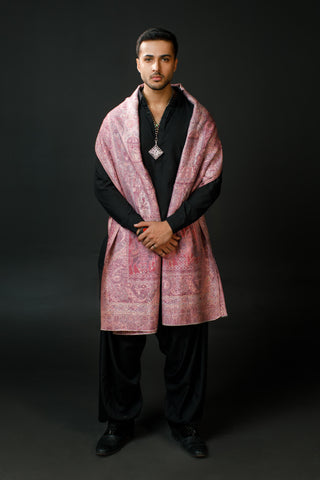 Regal Mughal Dynasty Shawl - Pink Salt