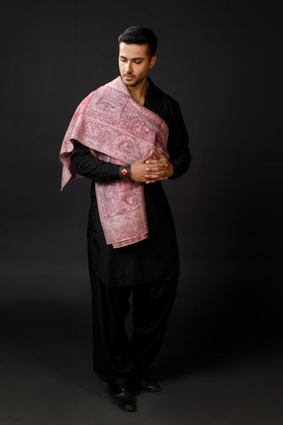 Regal Mughal Dynasty Shawl - Pink Salt