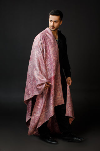 Regal Mughal Dynasty Shawl - Pink Salt