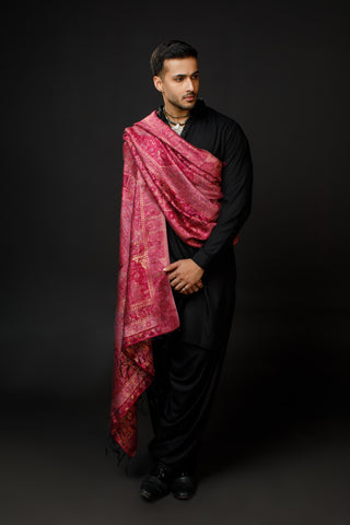 Regal Mughal Dynasty Shawl - Desert Rose