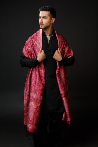 Regal Mughal Dynasty Shawl - Desert Rose