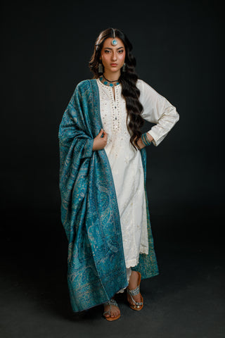 Regal Mughal Dynasty Shawl - Empress Teal