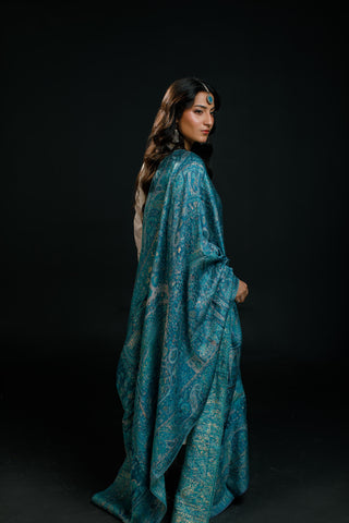 Regal Mughal Dynasty Shawl - Empress Teal