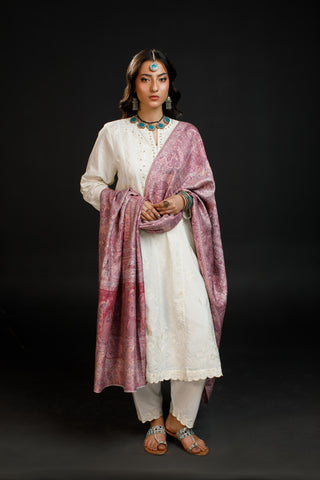 Regal Mughal Dynasty Shawl - Pink Salt