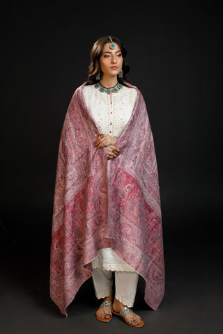 Regal Mughal Dynasty Shawl - Pink Salt