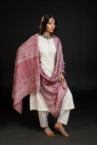 Regal Mughal Dynasty Shawl - Pink Salt