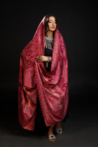Regal Mughal Dynasty Shawl - Desert Rose