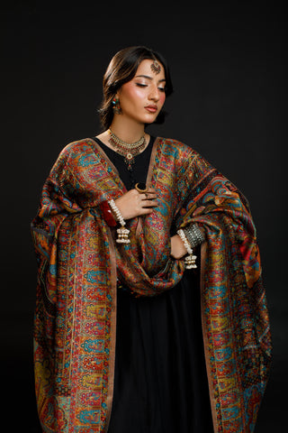 Regal Mughal Dynasty Shawl - Mughal Courtyard