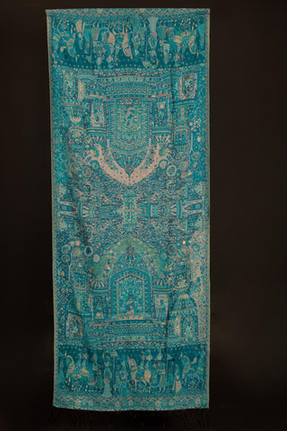 Regal Mughal Dynasty Shawl - Empress Teal