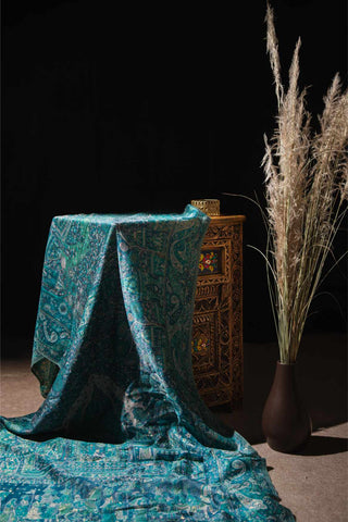 A Timeless Statement Piece: Regal Mughal Dynasty Shawl - Empress Teal 